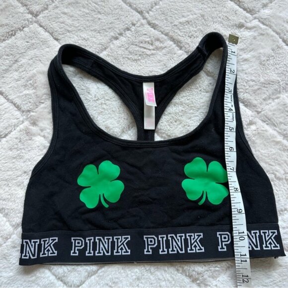 Victoria's Secret PINK | Black & Green "Haut Court" Shamrock Bra | Size Small - Picture 11 of 12